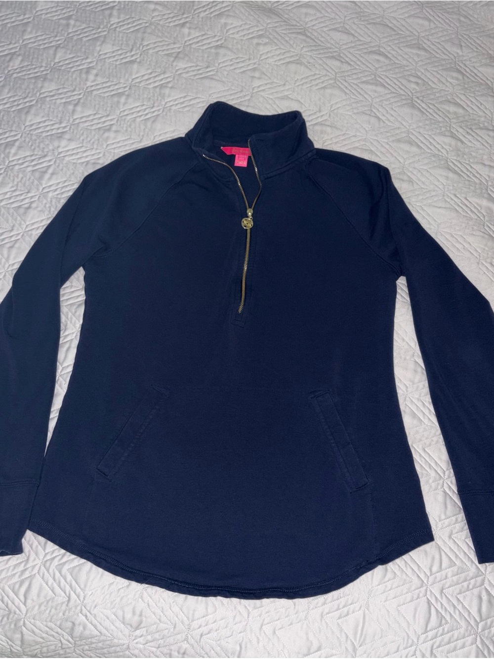 Lilly Pulitzer Navy Blue Half-Zip Skipper Popover pullover sz S